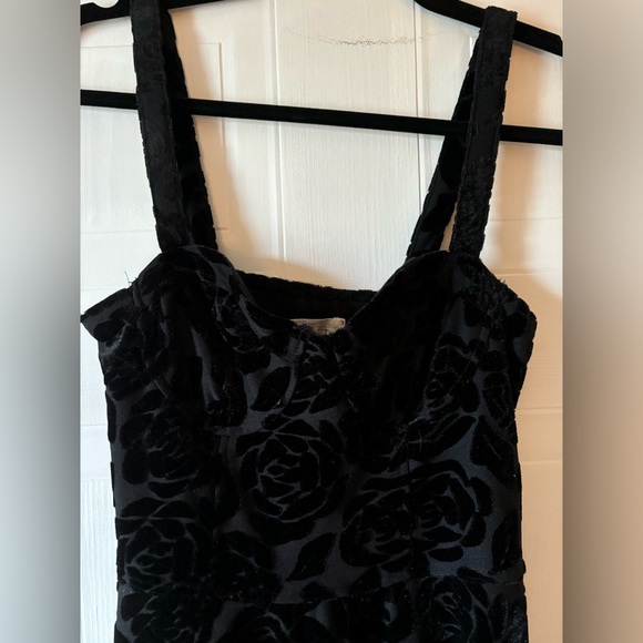 Abercrombie & Fitch Black Velour Rose Skater Mini Dress Bustier Top - Picture 2 of 4